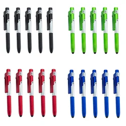 5Pcs Multifunctional Ballpoint Pen with Stylus Tip, Led Light, Foldable Phone Stand, 4-IN-1 Stylus Pen Business Gift Pen