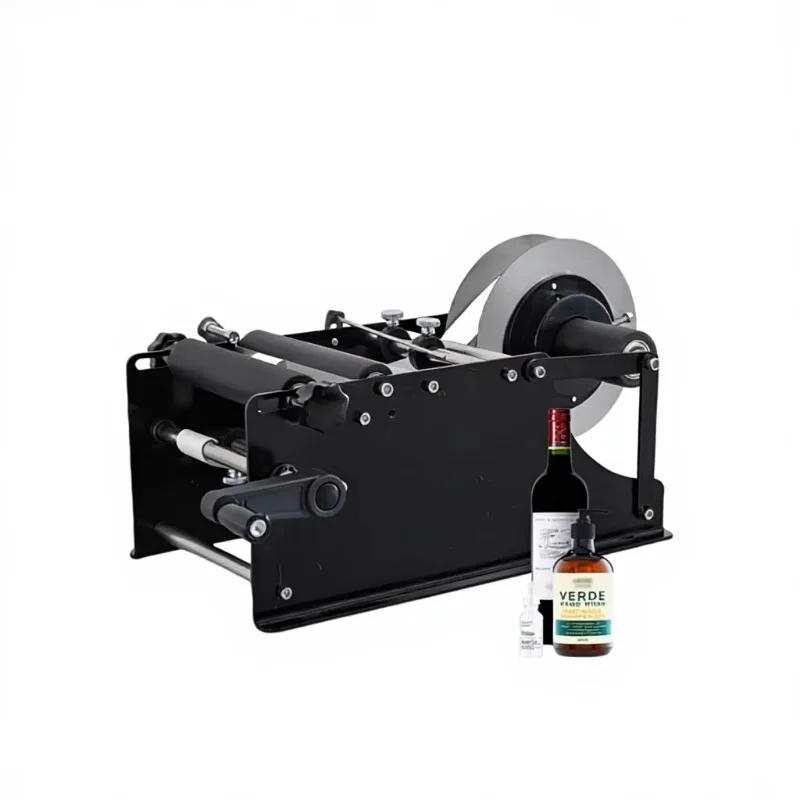Manual Round Bottle Glue Labeling Machine Packing Machine for Beer Cans Wine Bottles Packaging