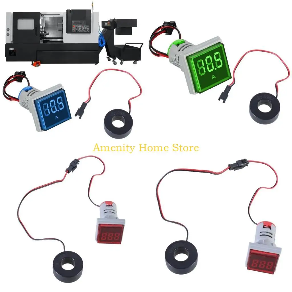 F26C 22mm Square Head Digital Ammeter Backlit Screen Current Tester Current Meter 0-100A Current Detector