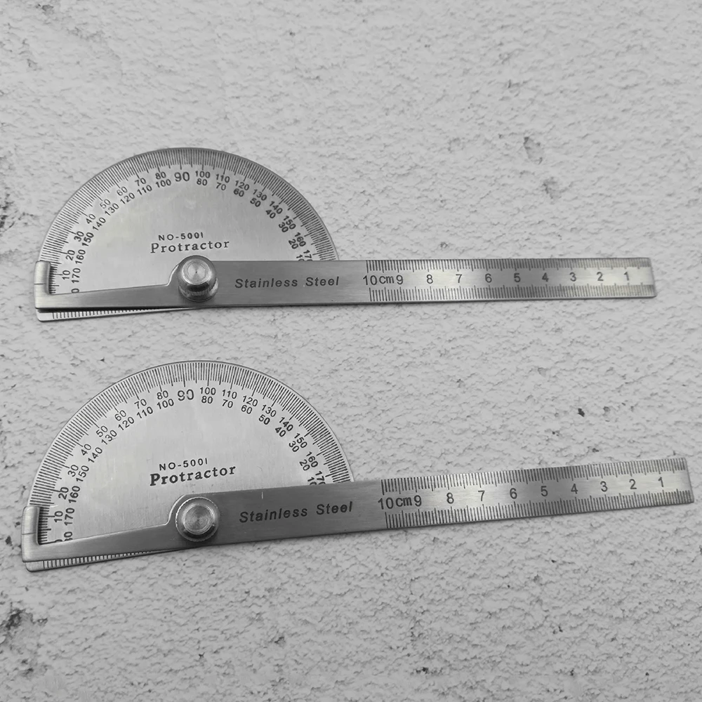 1PCS 100mm Stainless Steel 180 Protractor Angle Meter Measuring Ruler Rotary Mechanic Tool Ruler Protractor