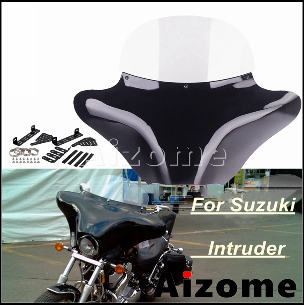 Cruiser Motorcycle Headlight Cover Clear Windshield Screen Batwing Fairing For Suzuki Intruder 750 800 1400 1500 Motorbike Parts