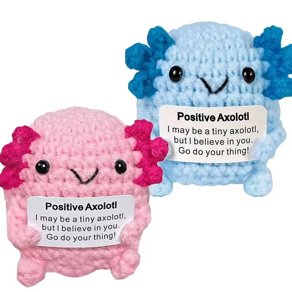 Yarn Positive Crochet Axolotl Handmade Mini Uplifting Knitting Emotional Supporting Cute Animal Axolotl Gifts