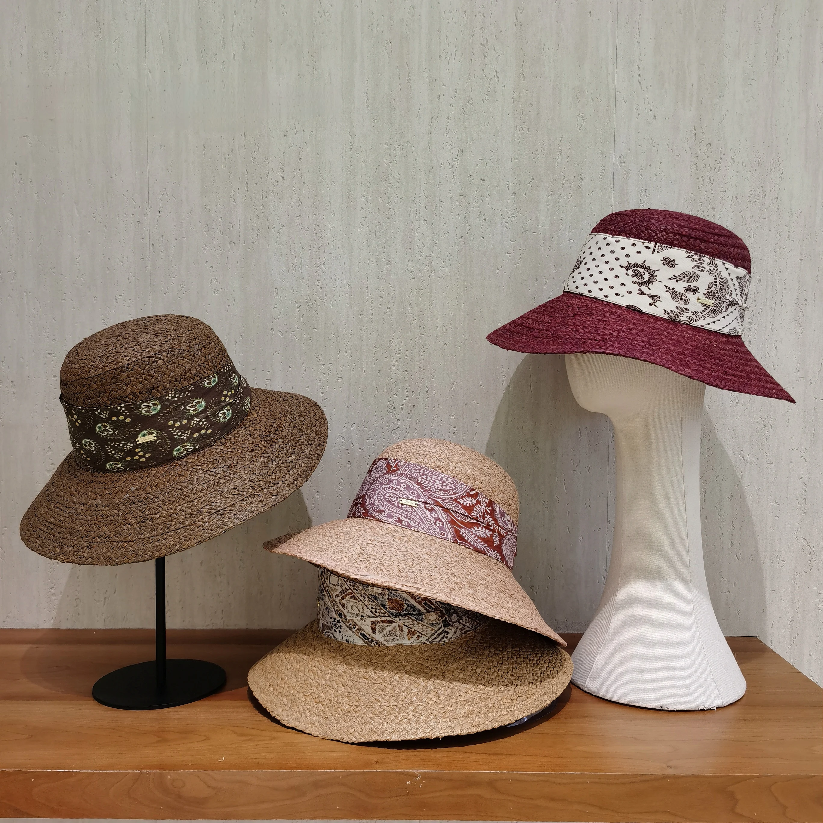 bohemian-style-straw-woven-fisherman-hat-women's-summer-vacation-outing-sun-protection-large-brim-hat-geometric-pattern