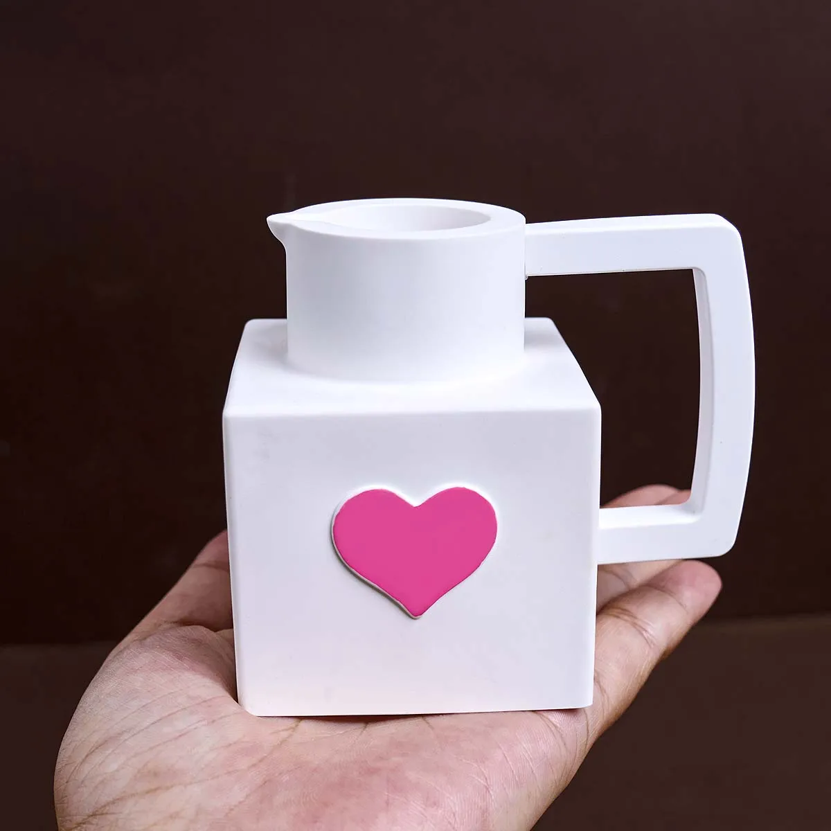 Heart Square Jar Silicone Mold DIY Handmade Concrete Making Pointed Spout Handle Scented Candle Cup Vase Mold Craft Home Decor