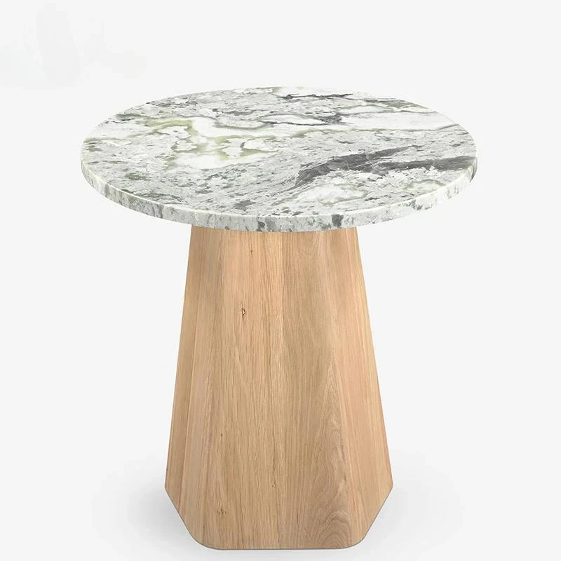 

Italian minimalist natural marble solid wood coffee table designer light luxury high-end edge table
