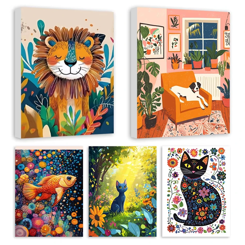 

Painting By Numbers For Beginner Cartoon animal illustration Simple Acrylic Paints Drawing By Numbers Easy Handmade Set