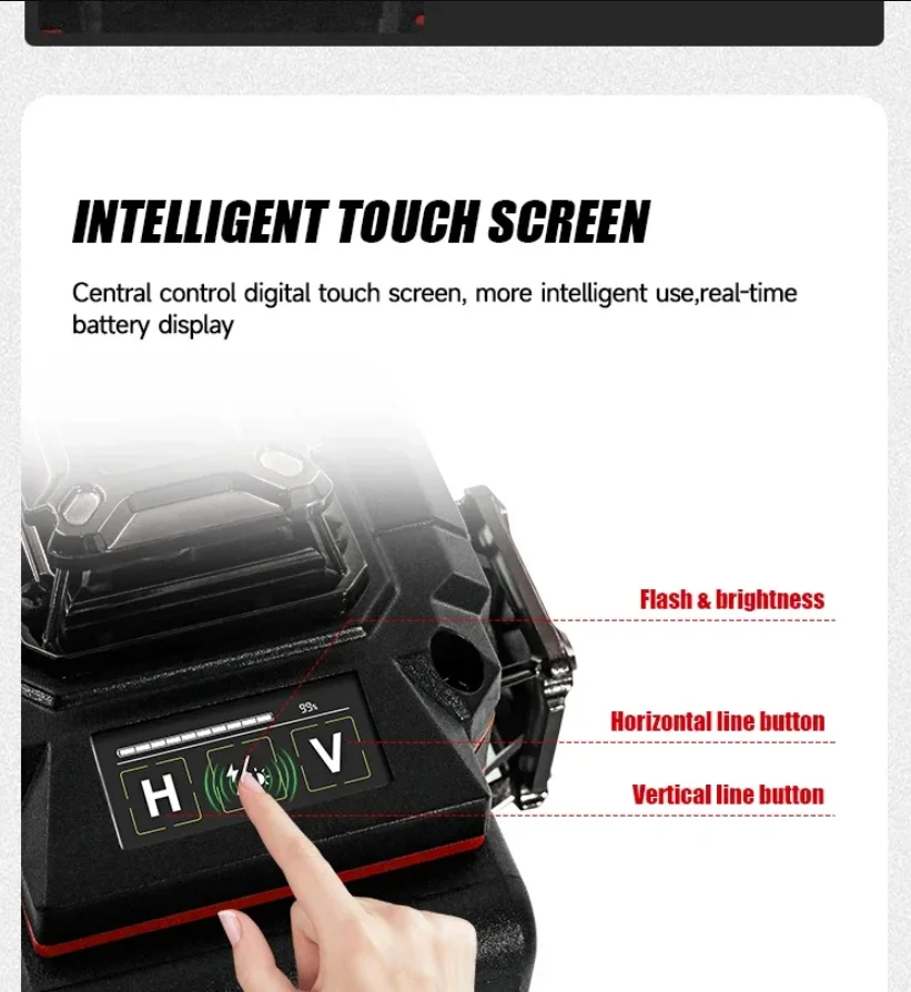 Leve laser 4 lati * 360 gradi verticali 4,2 V 3-4D 16 linee per batteria Milwaukee