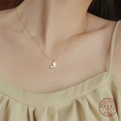 925 Sterling Silver Plated 14K Gold White Shell Heart Pendant Necklace for Women Light luxury Simple Party Wedding Jewelry