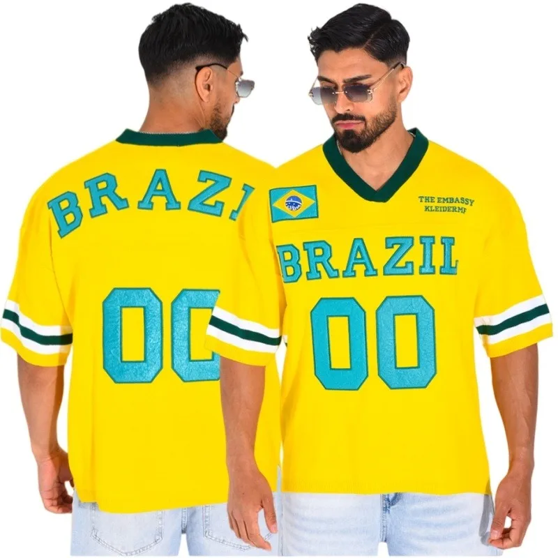 2026 New Streetwear Vibe Brazil Exclusive Top - Classic Yellow-Green Color Scheme - Versatile, Stylish, Unisex Casual T-Shirt