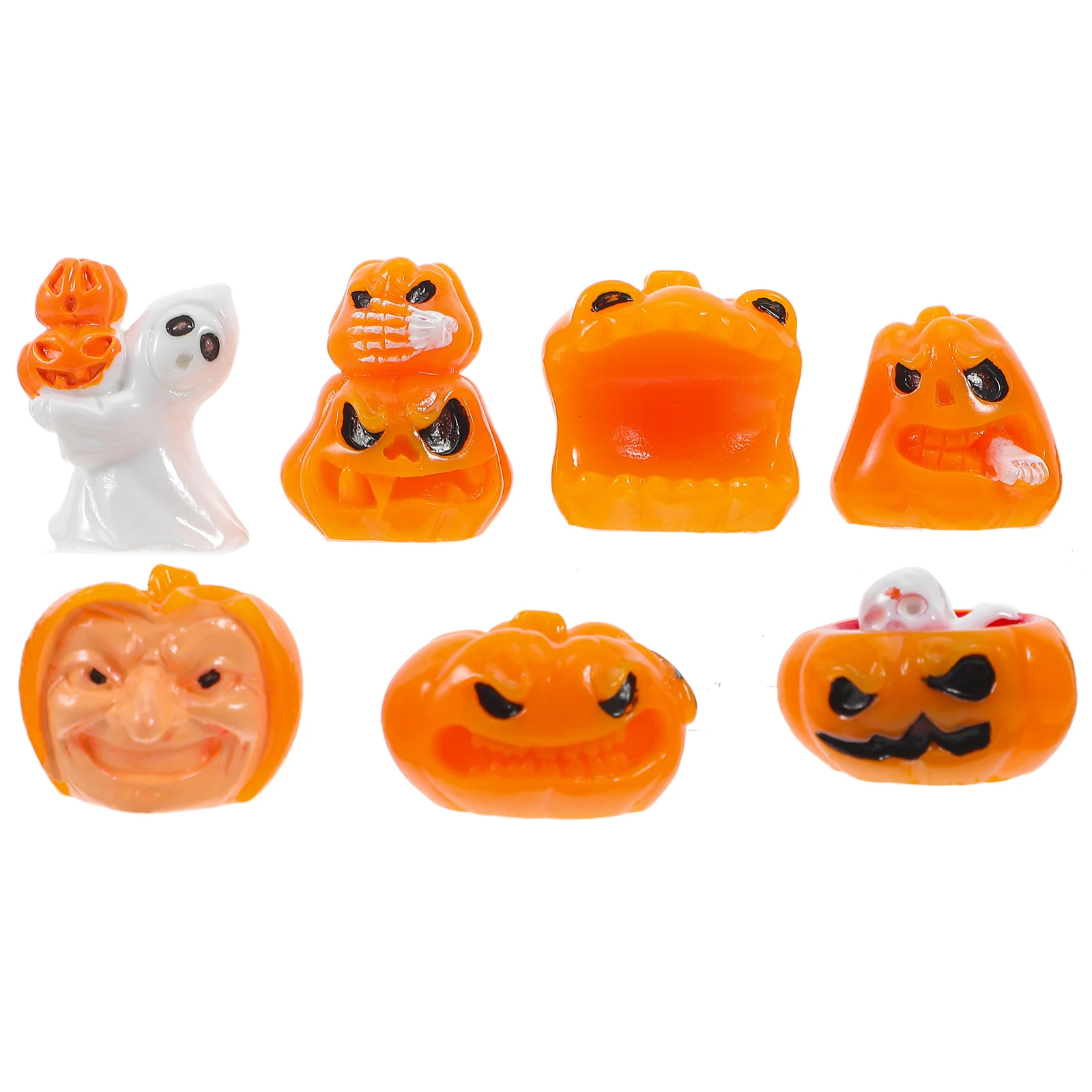 

7Pcs Small Halloween Ghost Decorations Mini Pumpkin Figurines for DIY Projects Party Events Mini Decorative Pumpkins