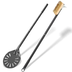 6 inch Round Pizza Turning Peel Oven Copper Brush Set Aluminum Pizza Shovel Grill Brass Cleaning Brush Scraper Pizza Accessories