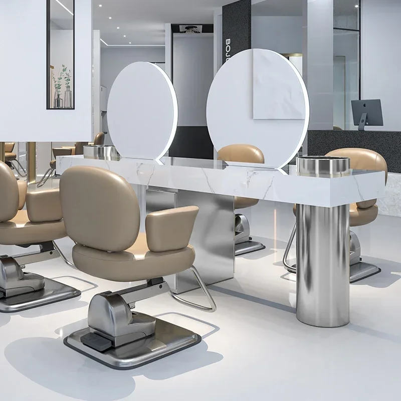 X188Shopwith Легкий туалетный столик из нержавеющей стали Зеркало для горячего окрашивания Парикмахерская Салон для стрижки волос Парикмахерская Туалетная T