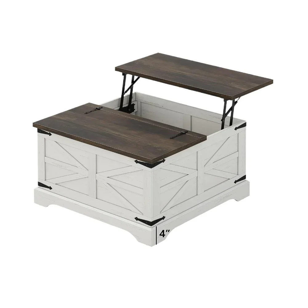 Coffee Table, Square Center Table with Large Hidden Storage Compartment for Living Room, Rustic Cocktail Modern Café Table