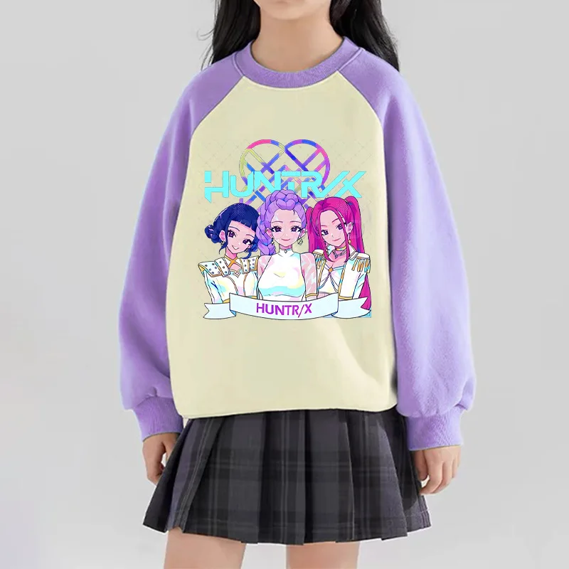 

KPop Demon Hunters, детская одежда, свитшот с длинными рукавами, модный пуловер с мультяшным принтом для мальчиков и девочек, детские повседневные топы с круглым вырезом