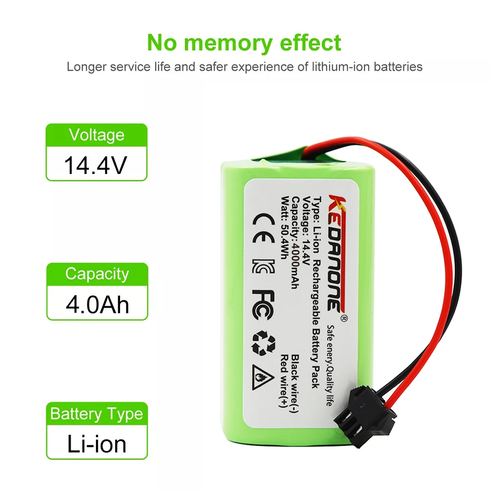 

New 4000mAh INR18650 4S1P 14.4V Battery, For DEXP MMB-300 X500 X520 X600 Mamibot EXVAC660 EXVAC880 Robot Vacuum Cleaner Battery