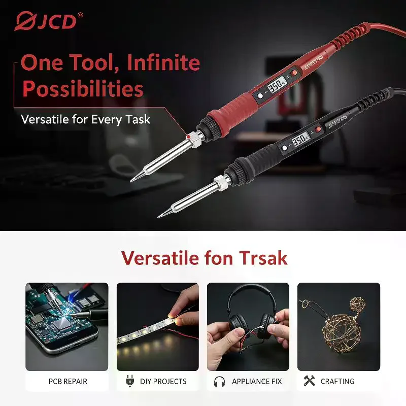 Digital Adjustable Temperature Soldering Iron Kit With 5 Replaceable Tips For DIY Electronics Repair Projects