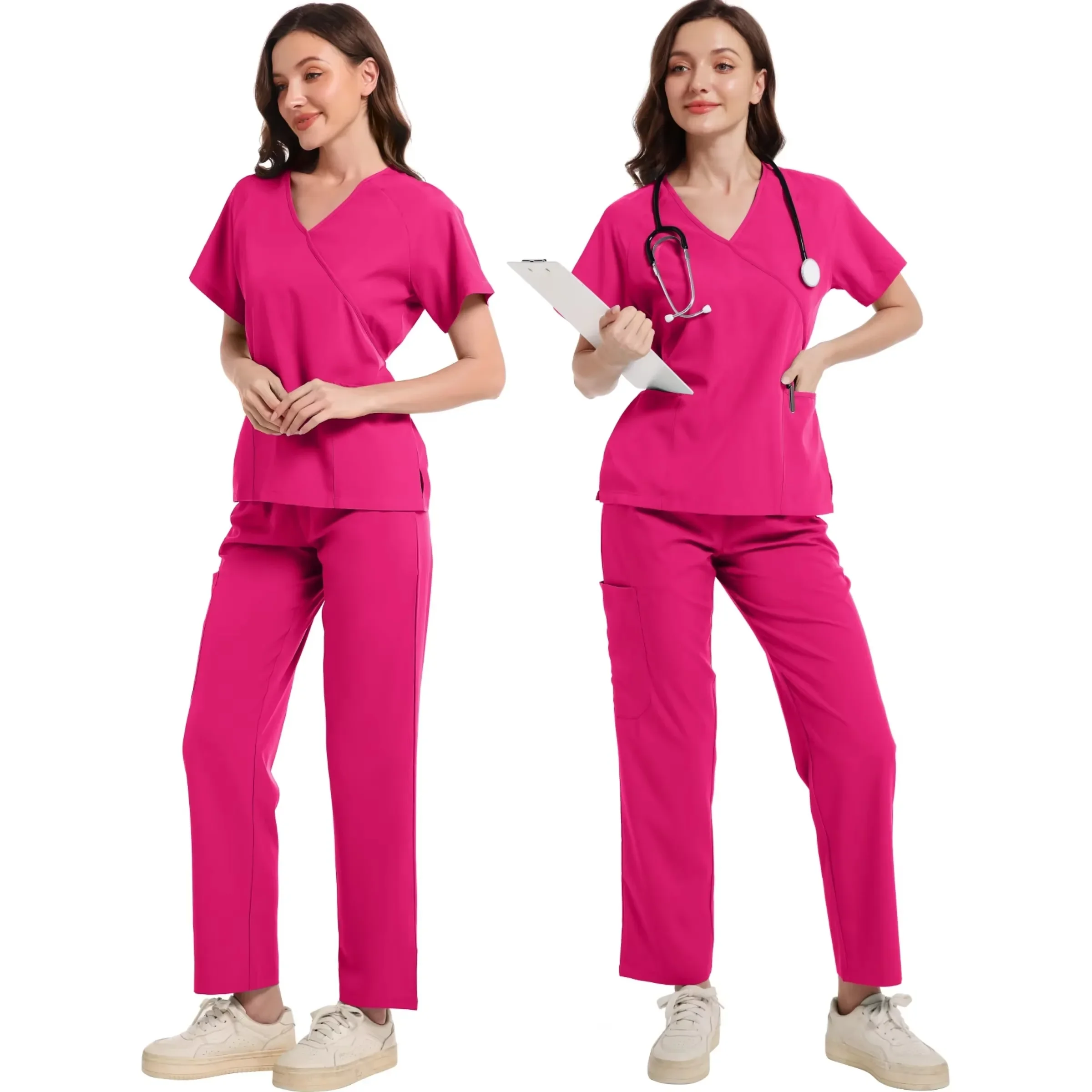 クラシックナーススクラブセット男性女性ナースアクセサリー医療制服外科歯科臨床トップパンツラボ作業服服