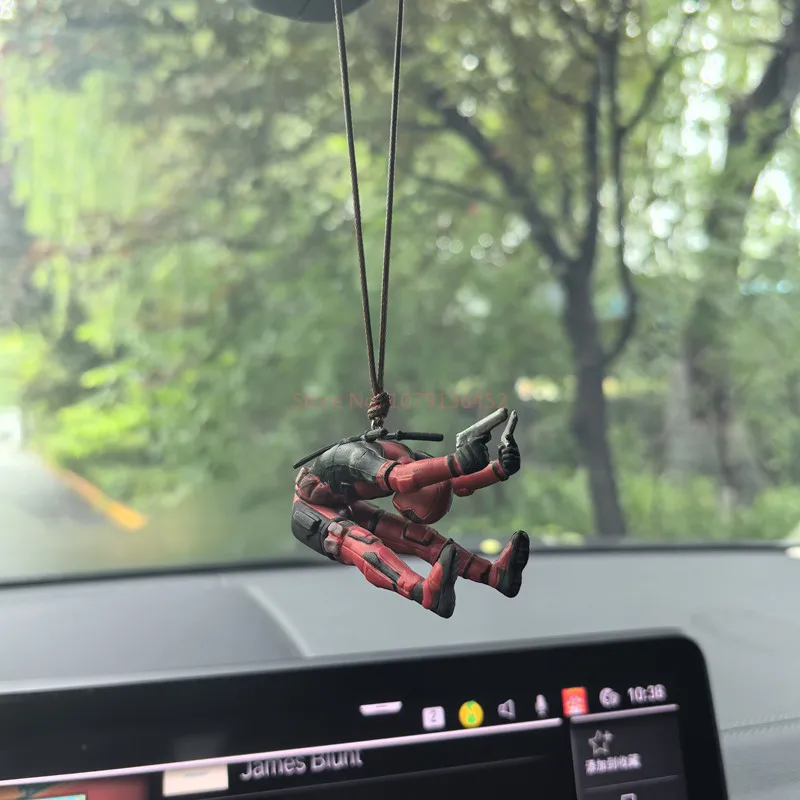 Cartoon Deadpool Car Rearview Mirror Pendant Read A Book Suck It Car Pendant Interior Accessories Figure Mini Model Toys Action