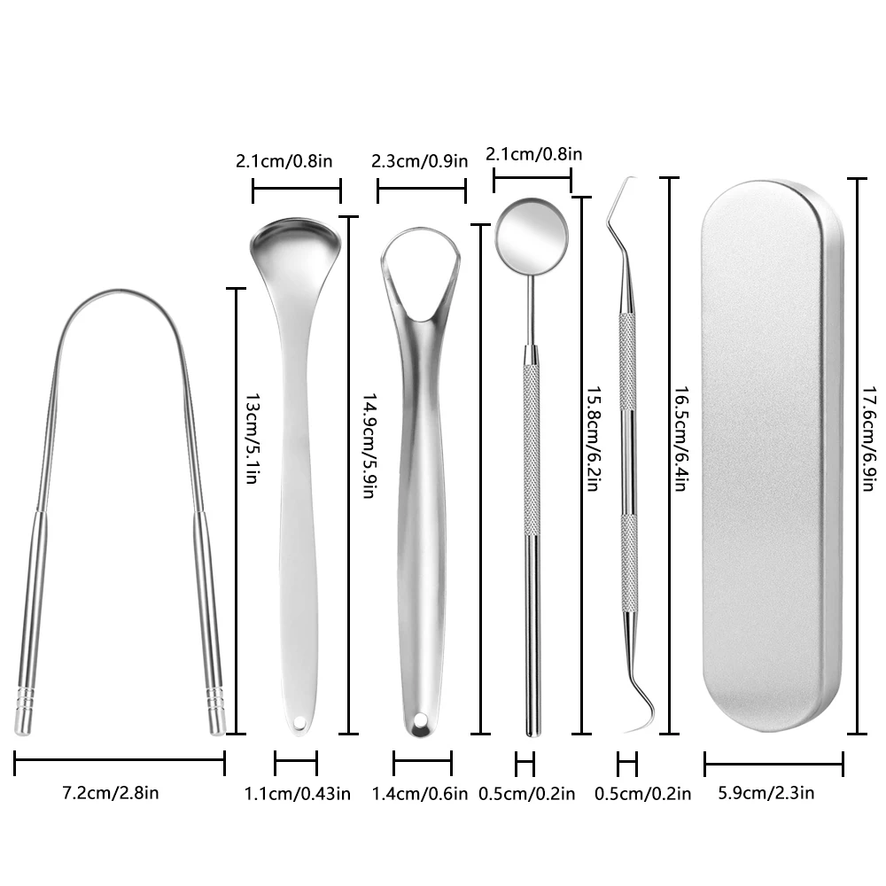 3/5pcs Tongue Cleaner, Stainless Steel Oral Care Tool, Freshens Breath, Portable Tongue Scraper with Storage Case family pack