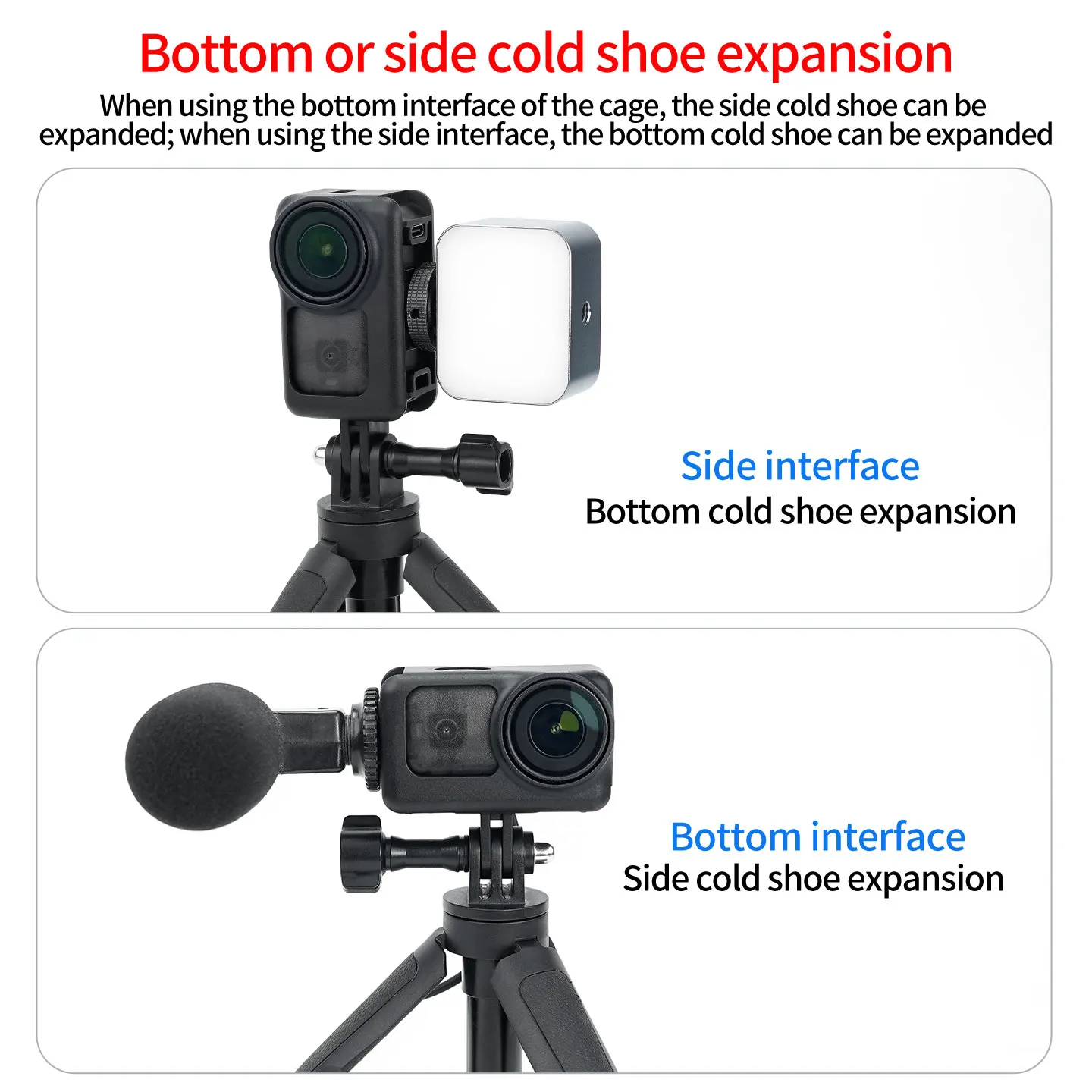 Für DJI Osmo Nano Action-Kamera Aufladbarer Magnetischer Schutzrahmen Stativadapter 1/4 Cold Shoe Mount PC Kratzfester Käfiggehäuse – Detail 9