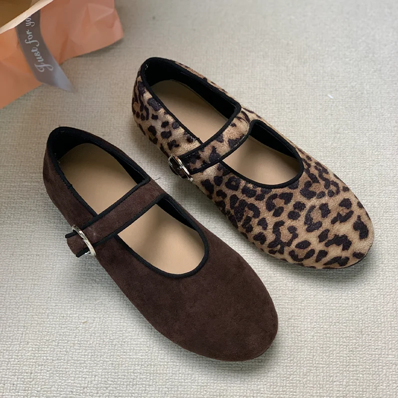

Leopard Women's Loafers Shoes Flats Casual Fashion Ballet Shoes 2025 Autumn Elegant Mary Janes Shoes New Cozy Soft Mujer Zapatos