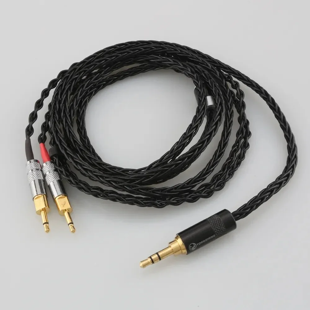 Cable de Audio de equilibrio mejorado de 4,4mm/2,5mm para auriculares Sennheise HD700, 8 unidades, línea plateada chapada en cobre y cristal único