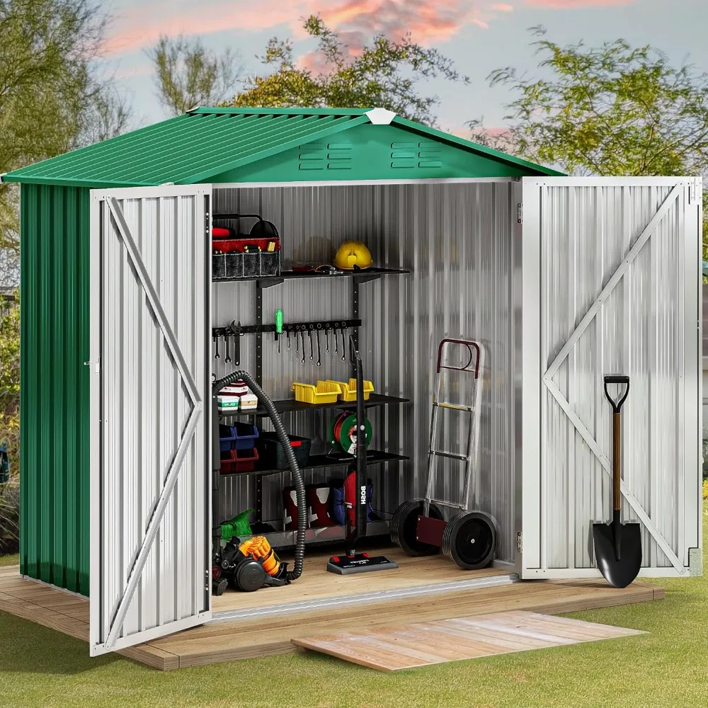 

6' x 4'Outdoor Storage Shed, Large Metal Tool Sheds, Heavy Duty Storage House with Lockable Doors & Air Vent for Backyard Patio