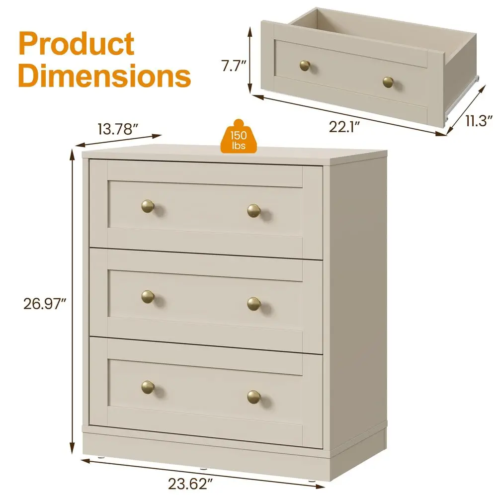 Large Wood Nightstand with 3 Drawers Modern Bedside Table for Bedroom Hallway Closet - Storage End Table by Bei