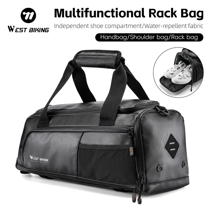 

WEST BIKING Bicycle Shelf Bag 13L Large Capacity Waterproof Rear Seat Pannier Bag Portable Shoulder Bag Bike Accessories