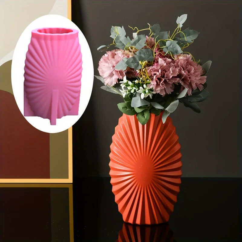 

2pcs/set 3D Vase Silicone Mold with Shell Texture - DIY Resin Casting for Pen Holder, Flower Pot, Ashtray & Stone Jewelry Making