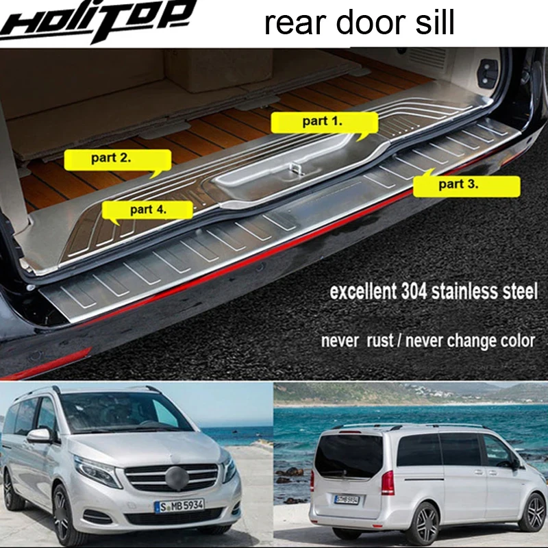 rear bumper protector door sill threshold for Mercedes-Benz W447 V-class V260 Vito,best 304 stainless steel,never rust forever