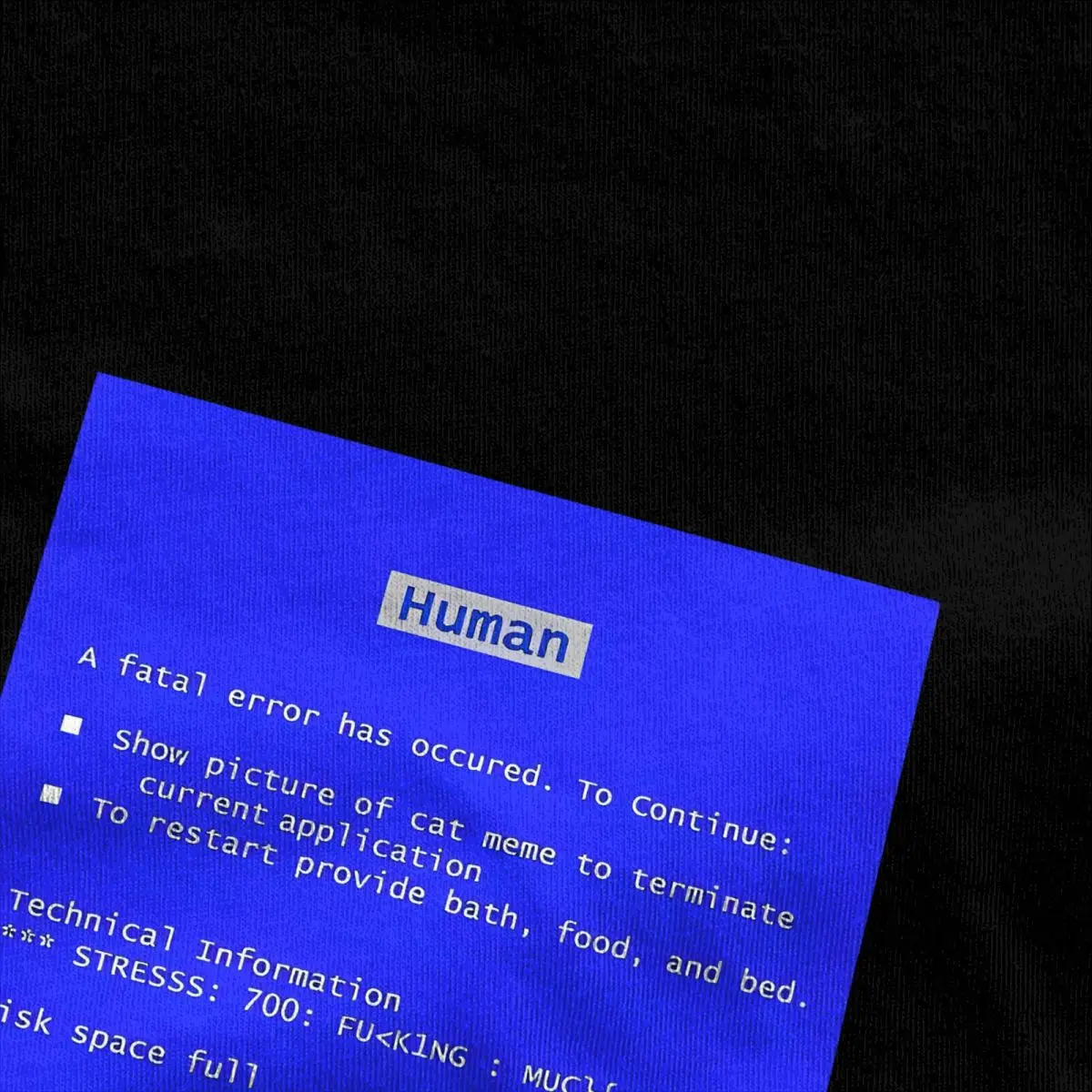 BSOD Blue Screen Of Death T-Shirt Harajuku T Shirts Short Sleeve Streetwear Tshirt Summer 100% Cotton Comfortable Oversize Tees