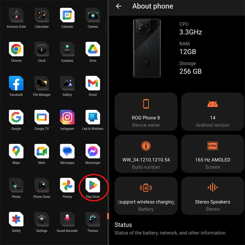 Imagem -03 - Pro 5g Gaming Phone Snapdragon Gen 678 165hz Display Amoled E-sports 50mp Câmera Imx890 Carregamento Rápido de 65w Rog8 e