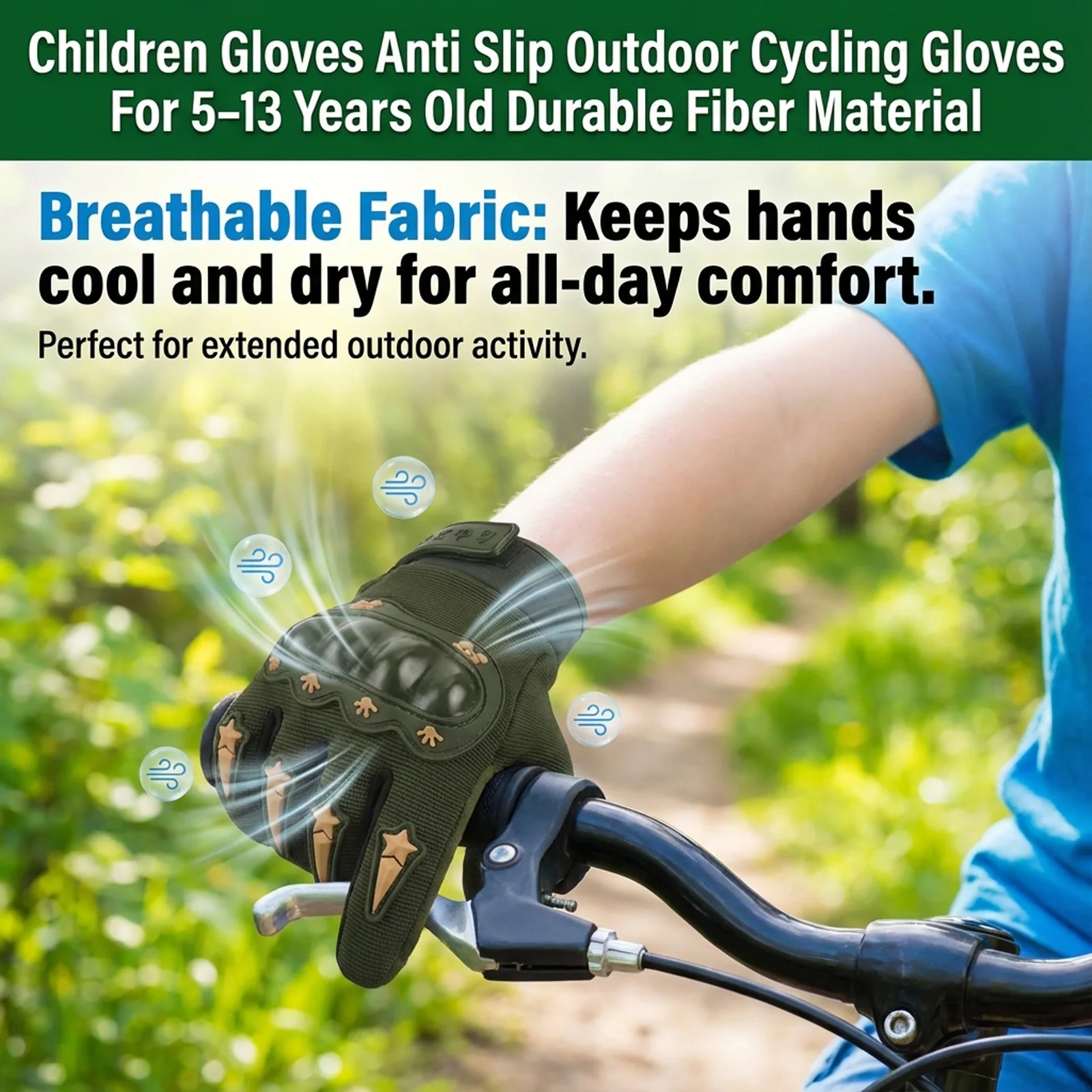 Taktische Handschuhe für Kinder, langlebiges Fasermaterial, rutschfestes Design, Outdoor-Schutzhandschuh für Radfahren, Wandern, für 5–13 Jahre – Detail 3