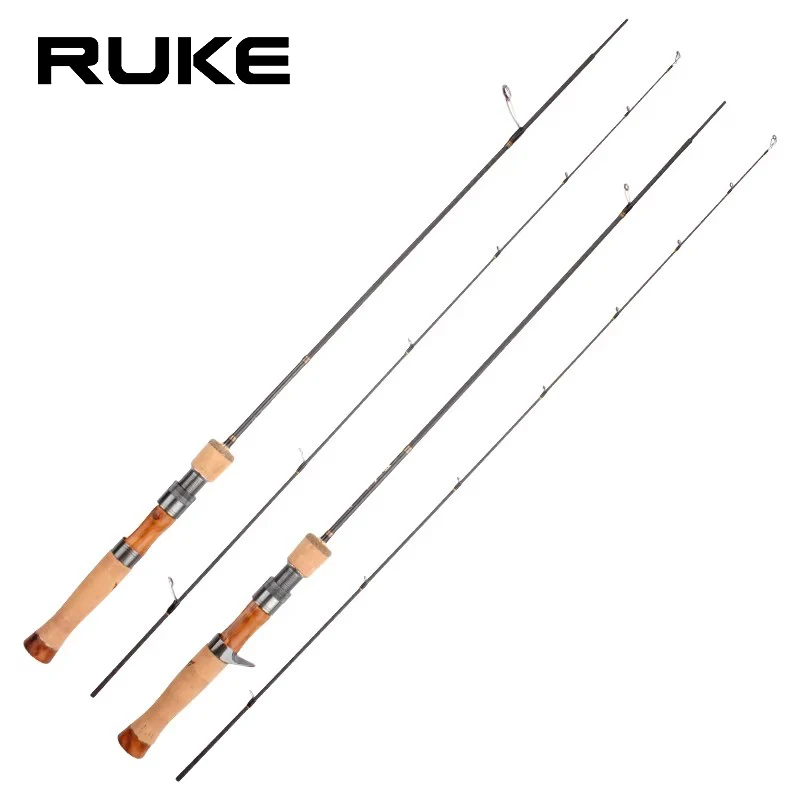 

RUKE Lure Soft fishing Rod 2 Sections Spinning Casting Rod SIC Guider Golden camphor Wood Wheel Seat Soft Wood Handle