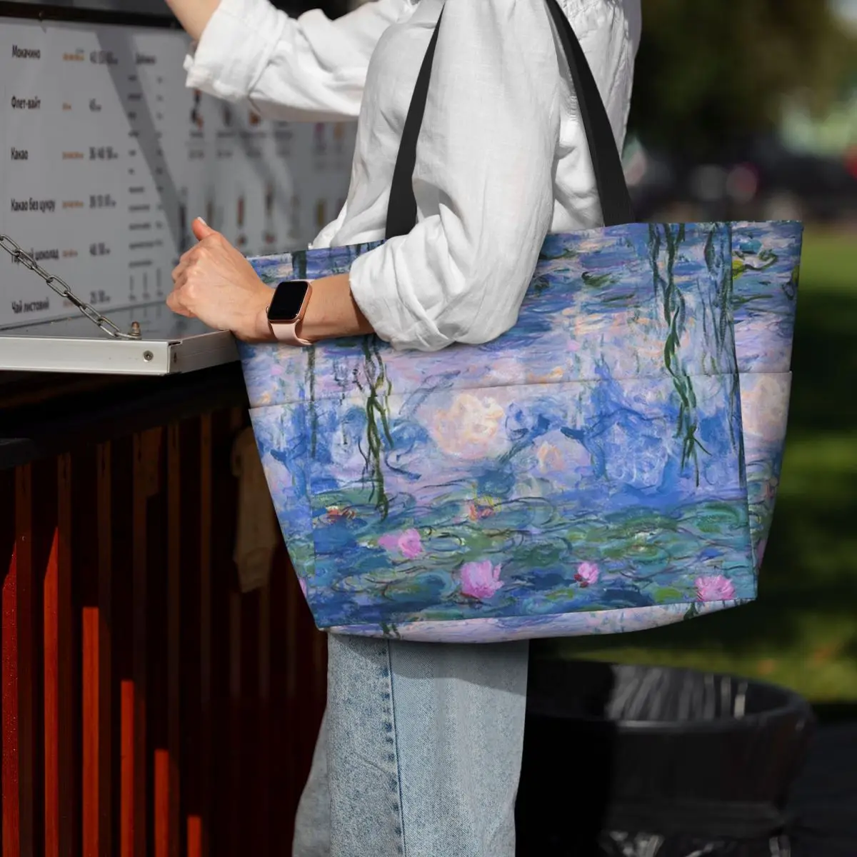 Claude Monet - Water Lilies Beach Tote Bag Sport Gym Yoga Duffle Large Tote Bag Women Travel Bag Fitness bag