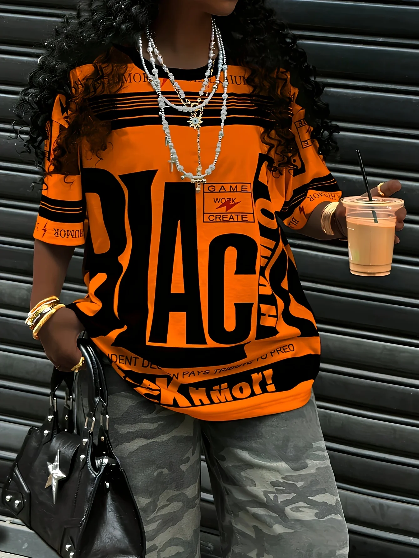 여성 캐주얼 레터 프린트 티셔츠 올리브 그린 반팔 라운드 넥 캐주얼웨어 빠른 건조 및 통기성