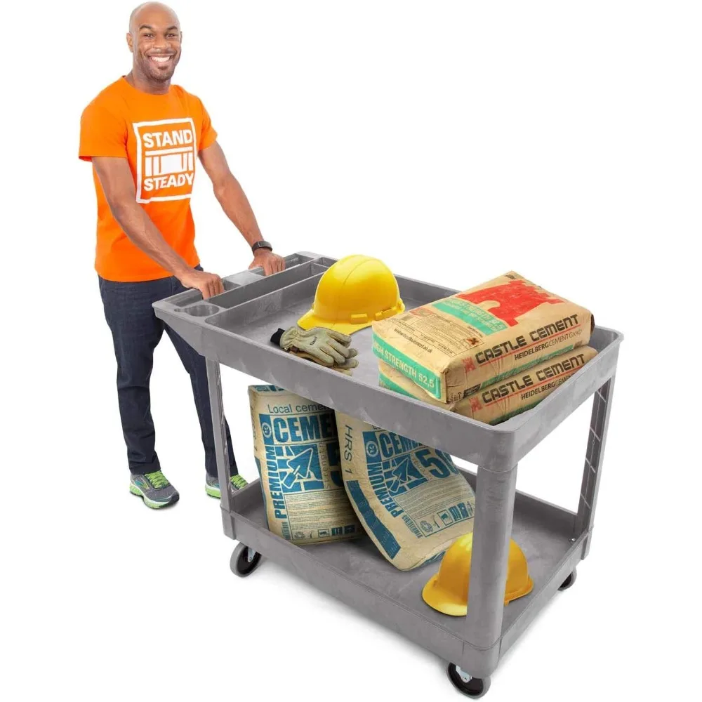 

Stand Steady Original Tubstr Extra Large Two Shelf Utility Service Cart - Supports up to 500 lbs., Heavy-Duty Rolling Service