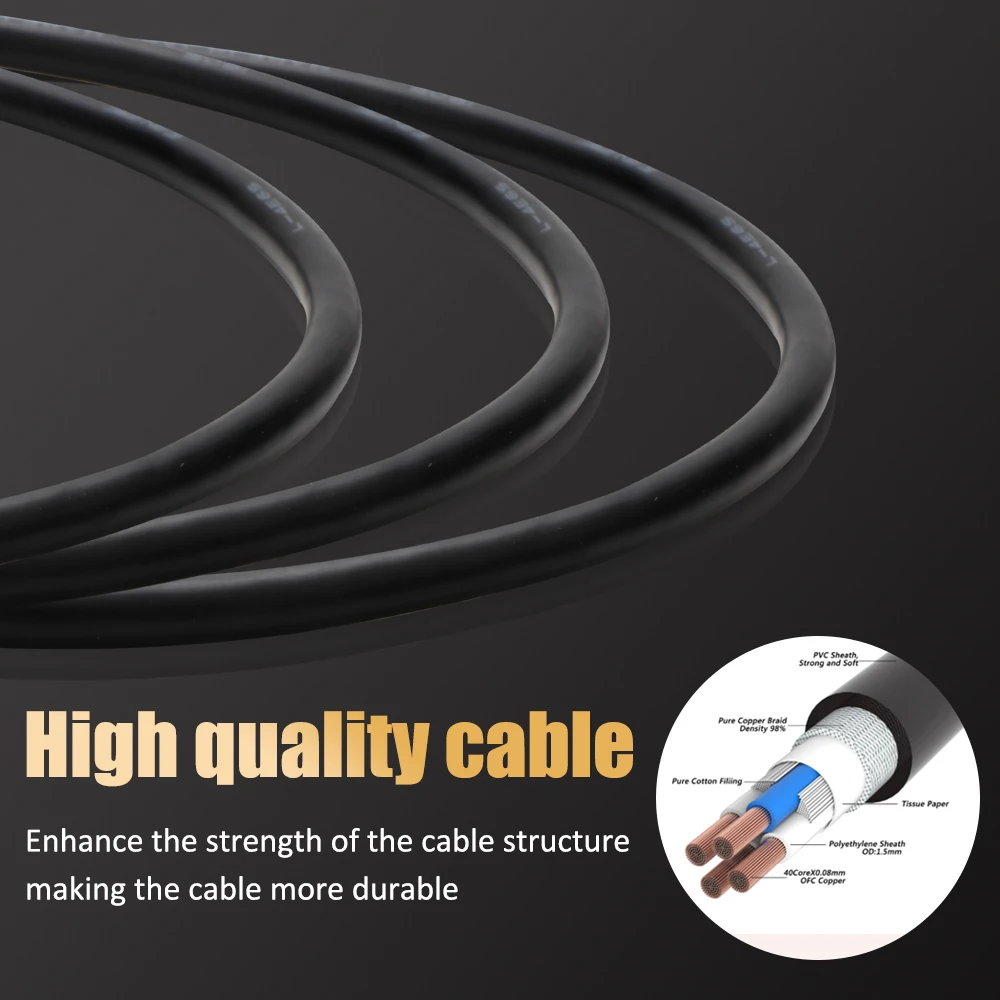 Preffair HiFi 2 RCA-3.5mm Audio Cable OFC Copper 3.5 Stereo Jack to 2 RCA Y Splitter Cable for Cell Phone/PC/Laptop/Amplifier