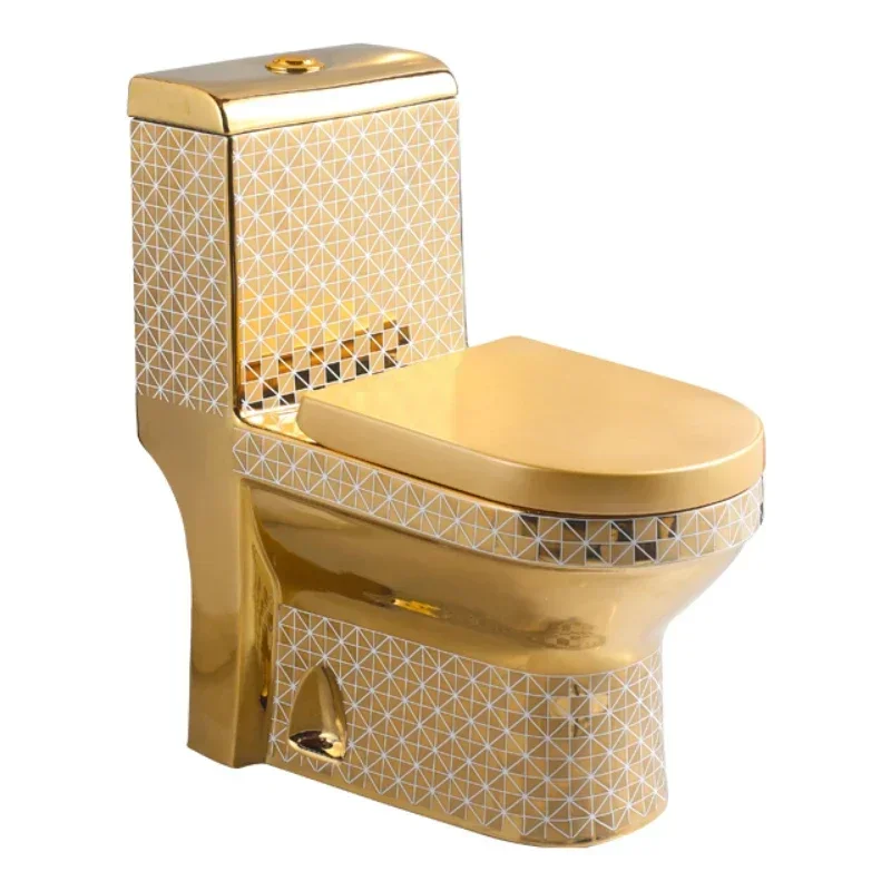 Luxury toilet porcelain gold-plated and white sanitary ware bathroom toilet