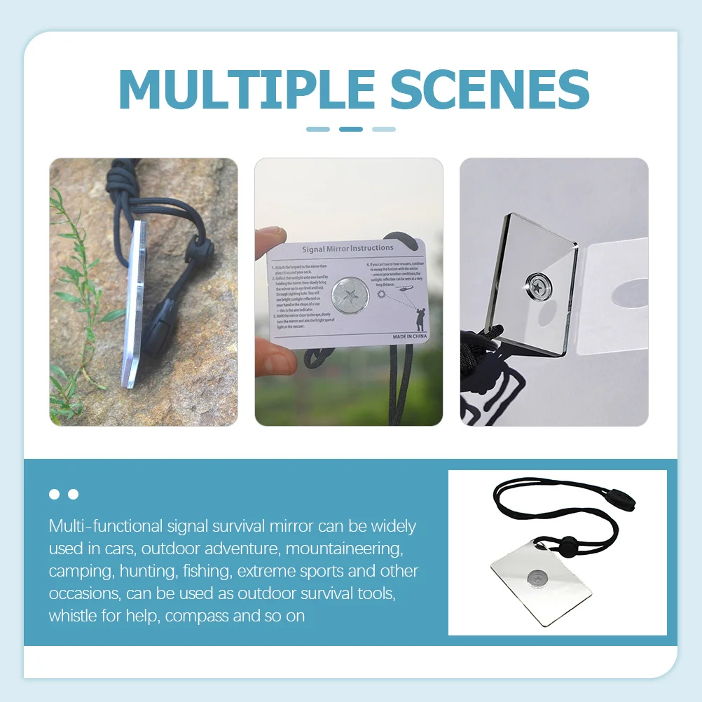 

2Pcs Outdoor Survival Signal Mirror Premium Reflective Mirror Emergency Hiking Camping Gear Outdoor Survival Signal