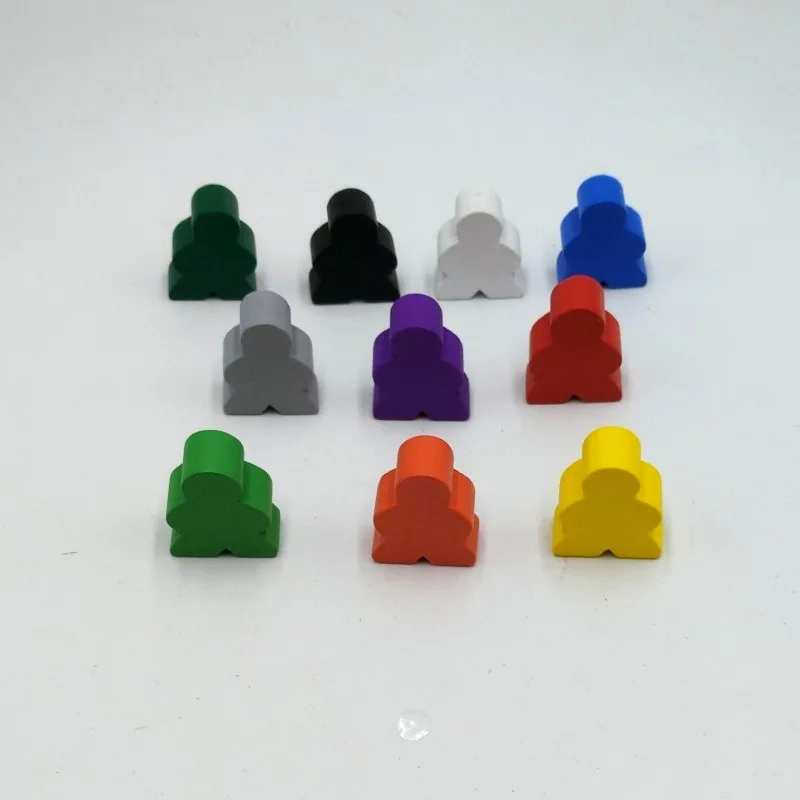 10PCS with 1 wood Dice Big Wooden Humanoid Big meeples Chess Pieces For Meeple Carcassonne Board Game Accessories 1.9*2.4*1CM