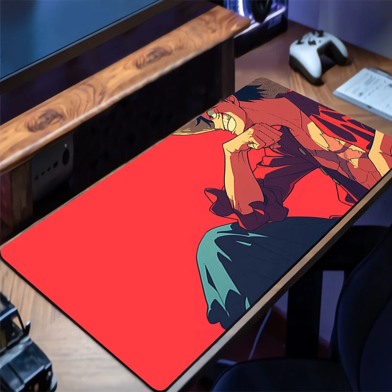 Mousepad PC Gaming Accessories One Piece Luffy Computer Cabinet Extended Mat Non-Slip HD Mouse Pad Anime Keyboard Pad Desk Mat