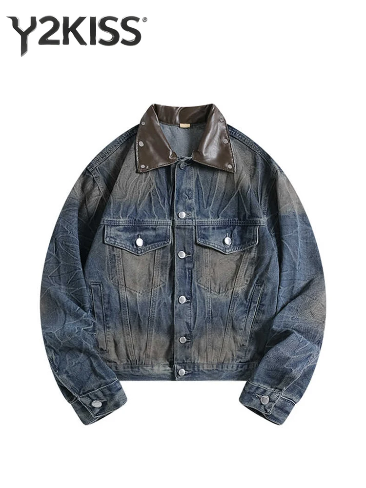 

Women's Denim Jacket Y2k American Retro Oversize Unisex Cowboy Outwear Cyber Punk Y2k Japanese Harajuku 2000s Autumn Winter