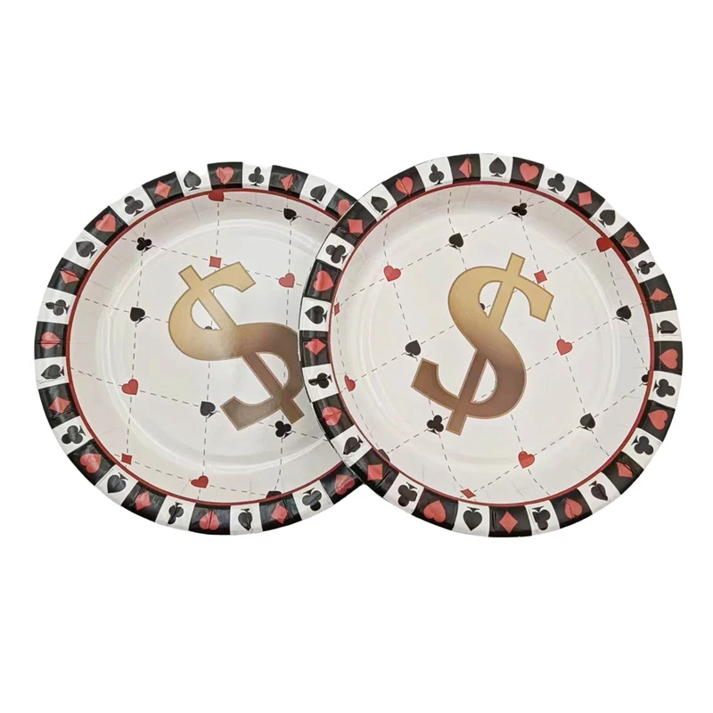 Casino Theme Party Poker Disposable Paper Tray Cup Napkin Las Vegas Happy Birthday Party Decor Hen Night Bachelorette Party Supp