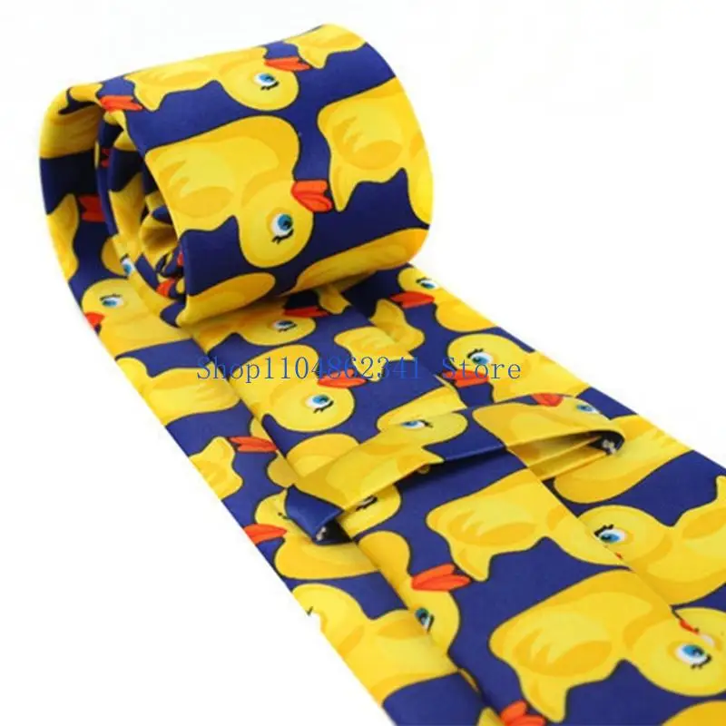 5ASD نمط البط غريب الأطوار حرير العنق على ارتداء الرسوم مع ربطة زفاف طباعة الكرتون