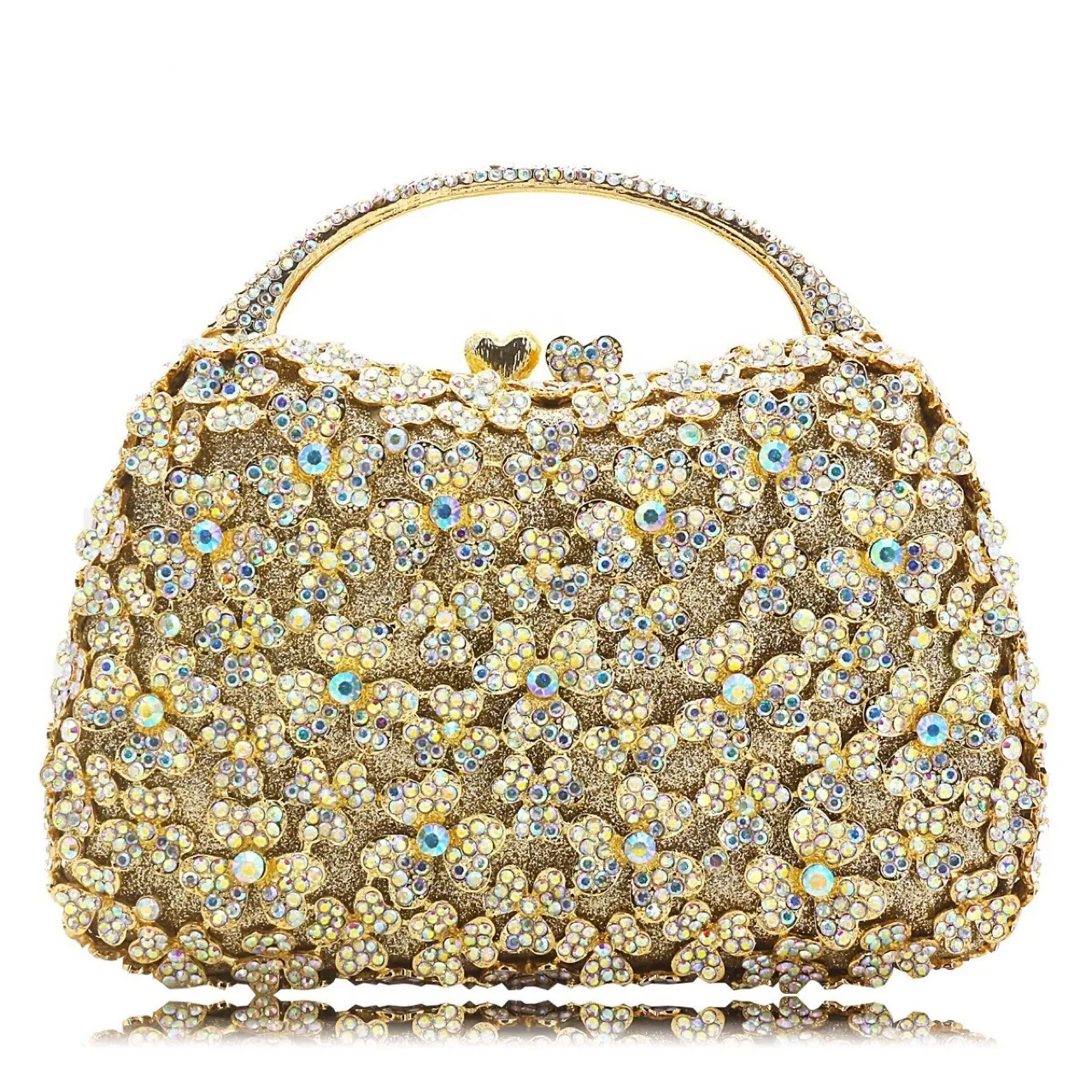 

Solid color oval small open gold luxury three-dimensional bag cosmetic bag dinner bag