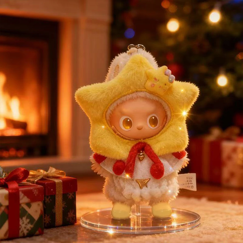 Mini Stern Weihnachtsbaum Kopfbedeckung Kleidung für 10CM Labubu The Monsters Pin für Liebe Serie für Labubu V4 Puppe Tuch Zubehör