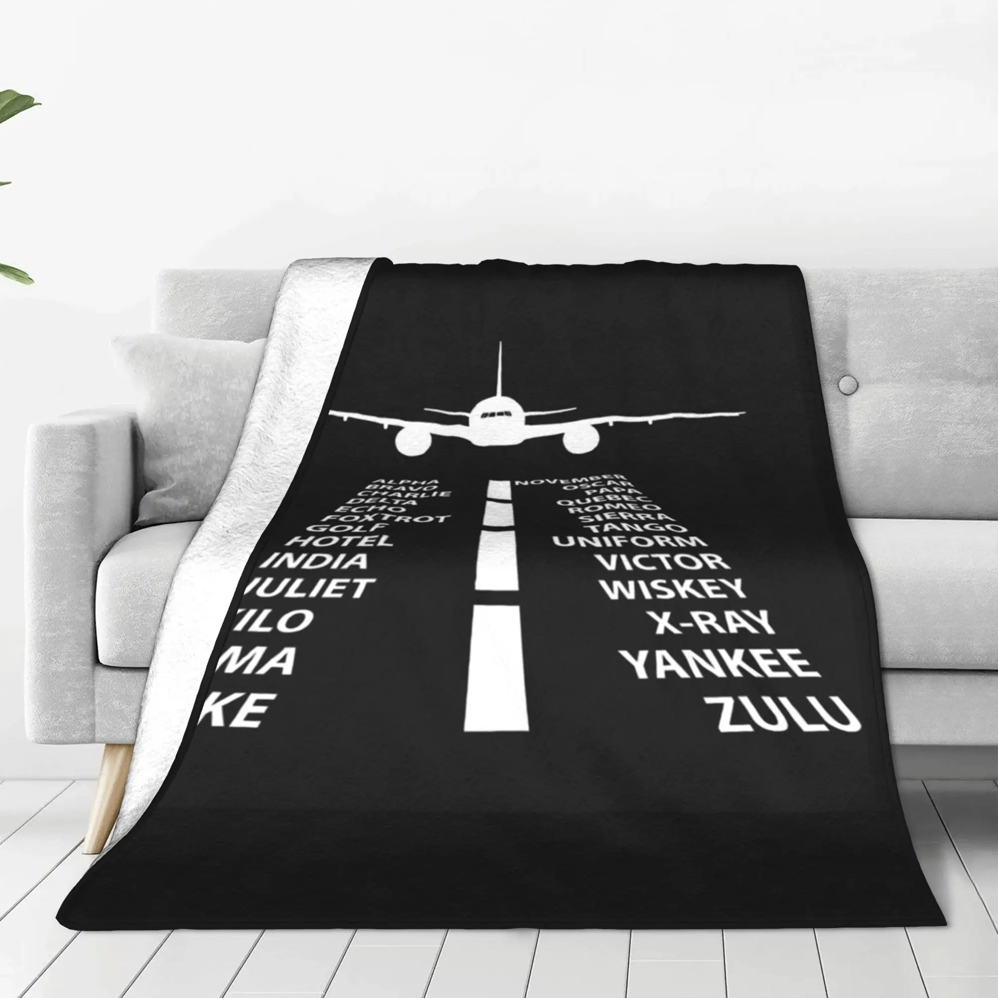 

Phonetic Alphabet Pilot Airplane Funny Aviation Gift Blanket Super Soft Flannel Sofa Throw Blanket for Couch Bedding Travel