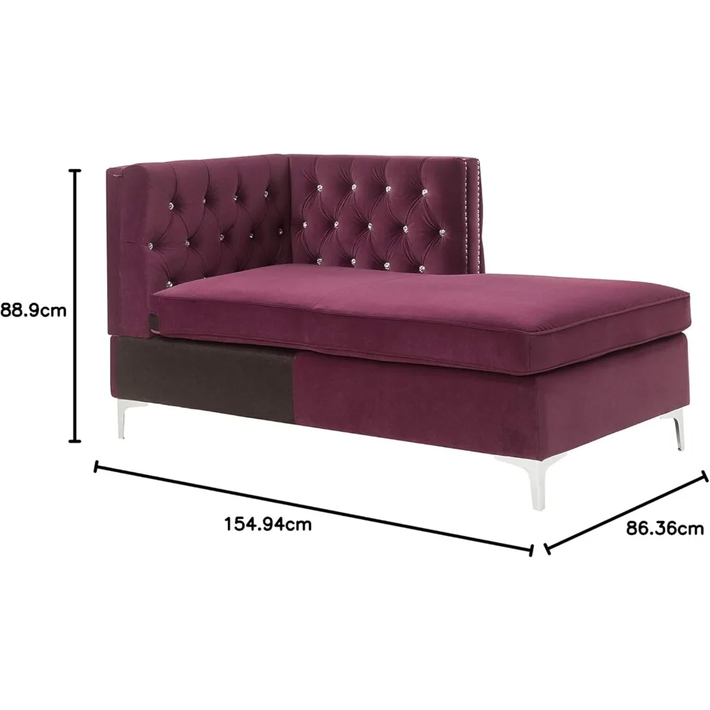 Furniture Jaszira Sectional, Burgundy Velvet